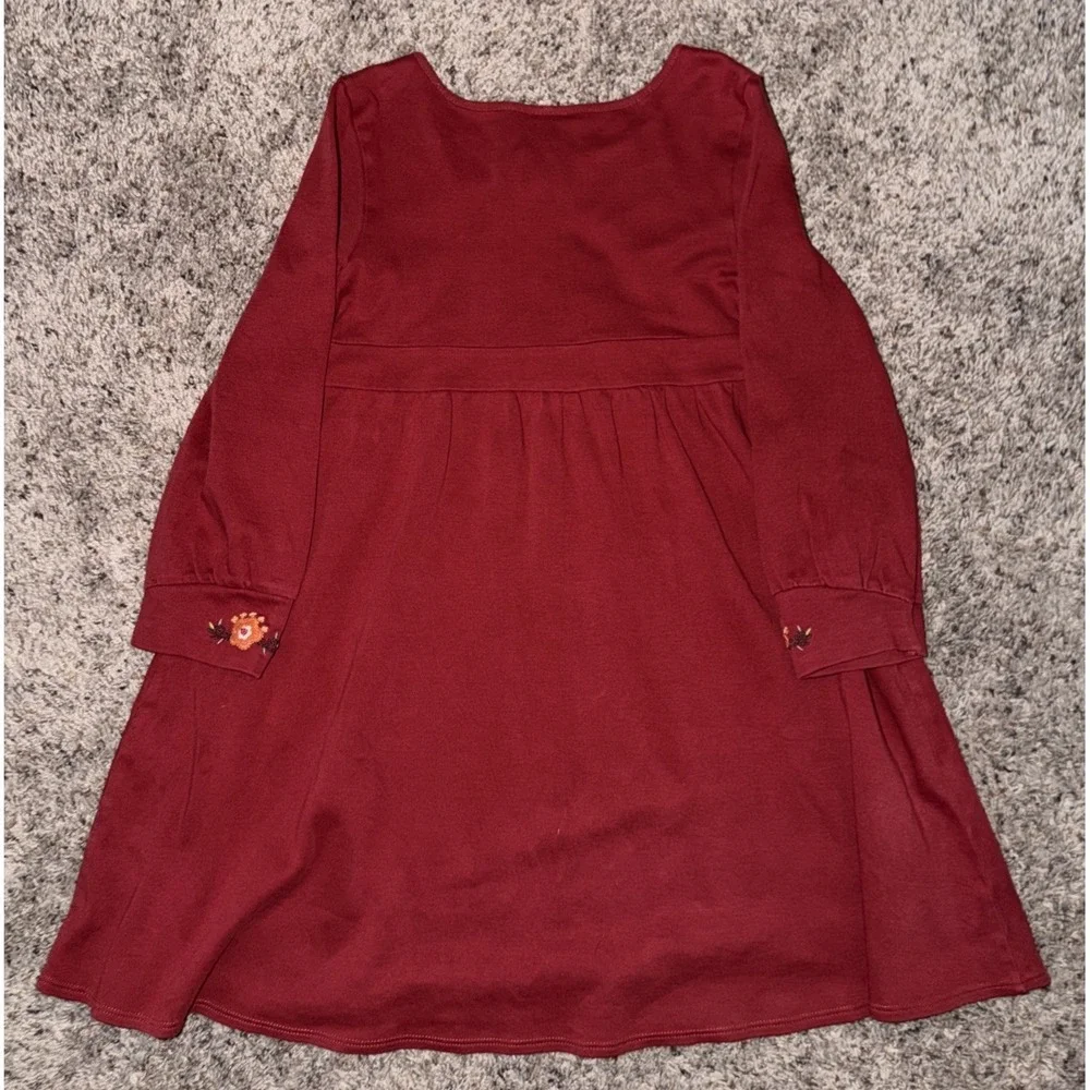 Gymboree 2006 Embroidered Floral Harvest Dress Burgundy/Red‎ Long Sleeve Size 6